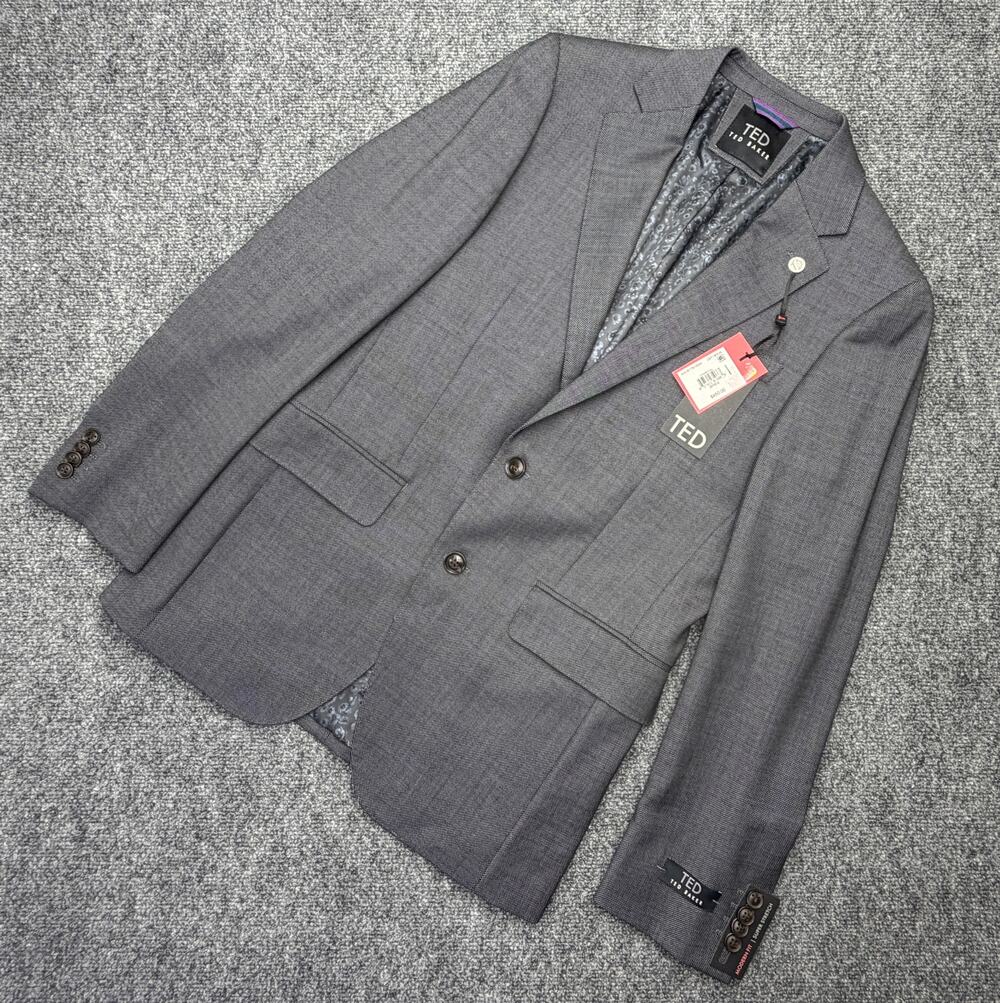 Ted Baker Mens 36R Blazer Charcoal Wool Stretch Modern Fit Sport Coat NWT